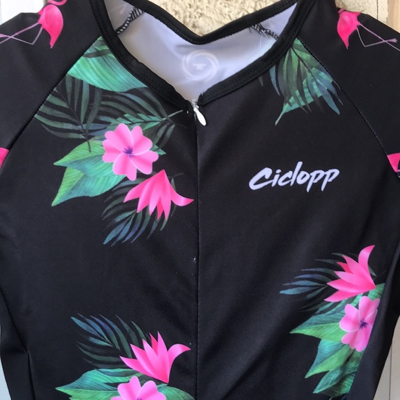 Flamingo Print Long Sleeve Cycling Triathlon Skinsuit - Picture 2 of 13